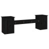 Banc avec jardinières noir 184,5x39,5x56,5cm bois massif de pin 