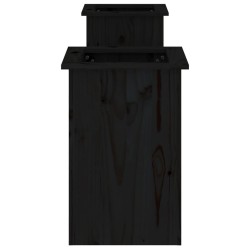 Banc avec jardinières noir 184,5x39,5x56,5cm bois massif de pin 