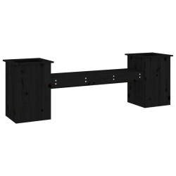 Banc avec jardinières noir 184,5x39,5x56,5cm bois massif de pin 