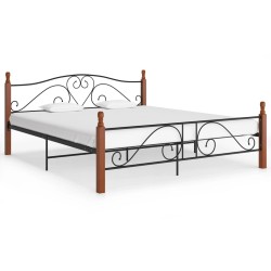 Cadre de lit sans matelas noir métal 200x200 cm 