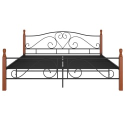 Cadre de lit sans matelas noir métal 200x200 cm 