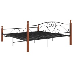 Cadre de lit sans matelas noir métal 200x200 cm 
