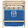 Lit mezzanine enfants avec rideaux sans matelas bleu 90x190 cm 