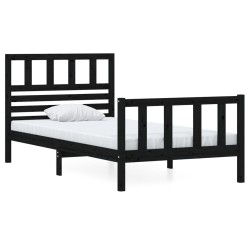 Cadre de lit sans matelas noir bois massif 90x200 cm 