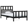 Cadre de lit sans matelas noir bois massif 90x200 cm 