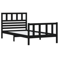 Cadre de lit sans matelas noir bois massif 90x200 cm 