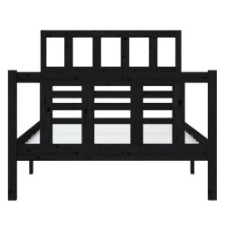 Cadre de lit sans matelas noir bois massif 90x200 cm 