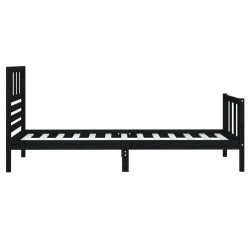 Cadre de lit sans matelas noir bois massif 90x200 cm 