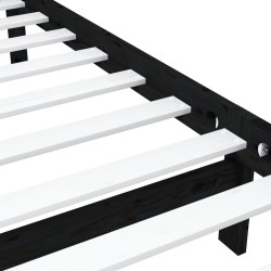 Cadre de lit sans matelas noir bois massif 90x200 cm 
