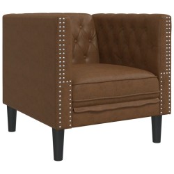 Fauteuil Chesterfield marron similicuir daim 