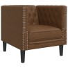 Fauteuil Chesterfield marron similicuir daim 