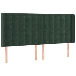 Tête de lit avec oreilles Vert foncé 183x16x118/128 cm Velours 