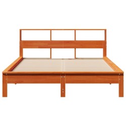 Lit bibliothèque sans matelas cire marron 120x190cm pin massif 