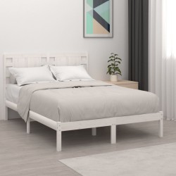 Cadre de lit sans matelas blanc 135x190 cm bois massif 