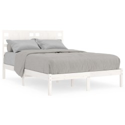Cadre de lit sans matelas blanc 135x190 cm bois massif 