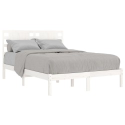 Cadre de lit sans matelas blanc 135x190 cm bois massif 