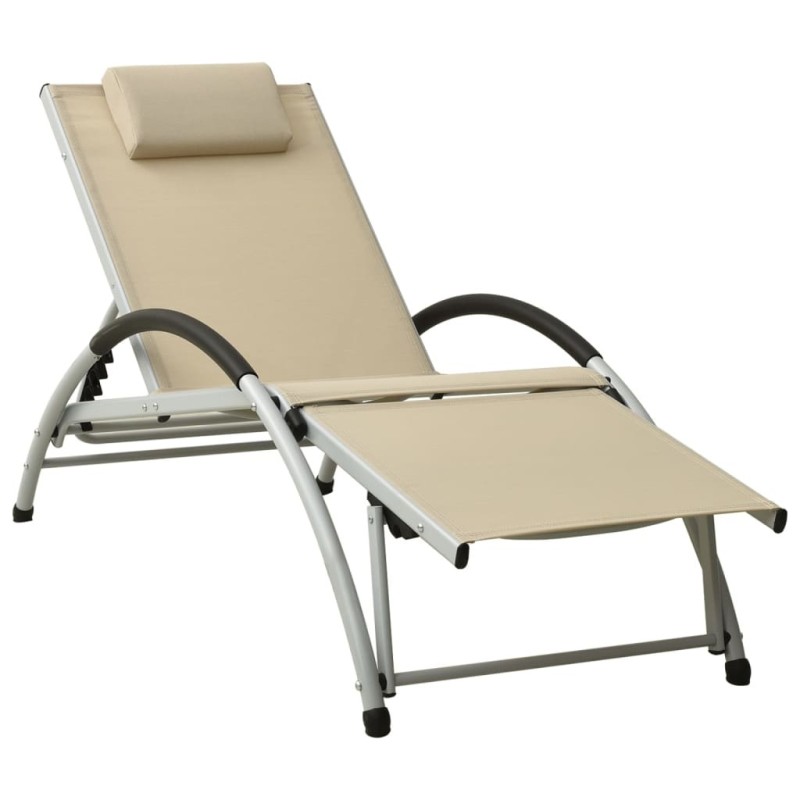 Chaise longue avec oreiller textilène crème Chaise longue avec oreiller textilène crème