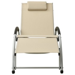 Chaise longue avec oreiller textilène crème 