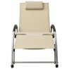 Chaise longue avec oreiller textilène crème 
