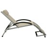 Chaise longue avec oreiller textilène crème 