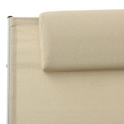 Chaise longue avec oreiller textilène crème 