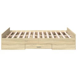 Cadre de lit avec tiroirs sans matelas chêne sonoma 140x190 cm 