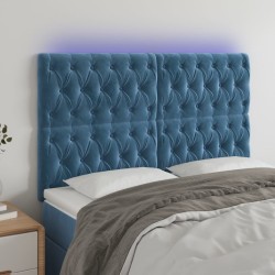 Tête de lit à LED Bleu foncé 160x7x118/128 cm Velours 