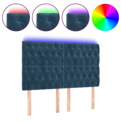 Tête de lit à LED Bleu foncé 160x7x118/128 cm Velours 