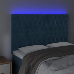 Tête de lit à LED Bleu foncé 160x7x118/128 cm Velours 