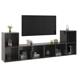 Meubles TV 4 pcs Gris brillant 72x35x36,5 cm Bois d'ingénierie 