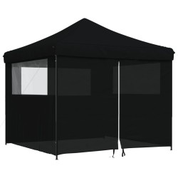 Tente de réception pliable escamotable 4 parois latérales noir 