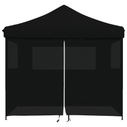 Tente de réception pliable escamotable 4 parois latérales noir 