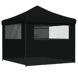 Tente de réception pliable escamotable 4 parois latérales noir 