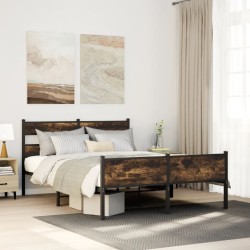 Cadre de lit sans matelas chêne fumé 150x200 cm bois ingénierie 