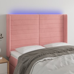 Tête de lit à LED Rose 147x16x118/128 cm Velours 