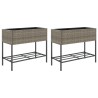 Jardinières avec étagère 2 pcs gris 90x40x75 cm résine tressée 
