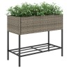 Jardinières avec étagère 2 pcs gris 90x40x75 cm résine tressée 