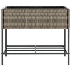 Jardinières avec étagère 2 pcs gris 90x40x75 cm résine tressée 