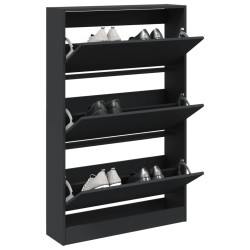 Armoire à chaussures noir 80x21x125,5 cm bois d'ingénierie 