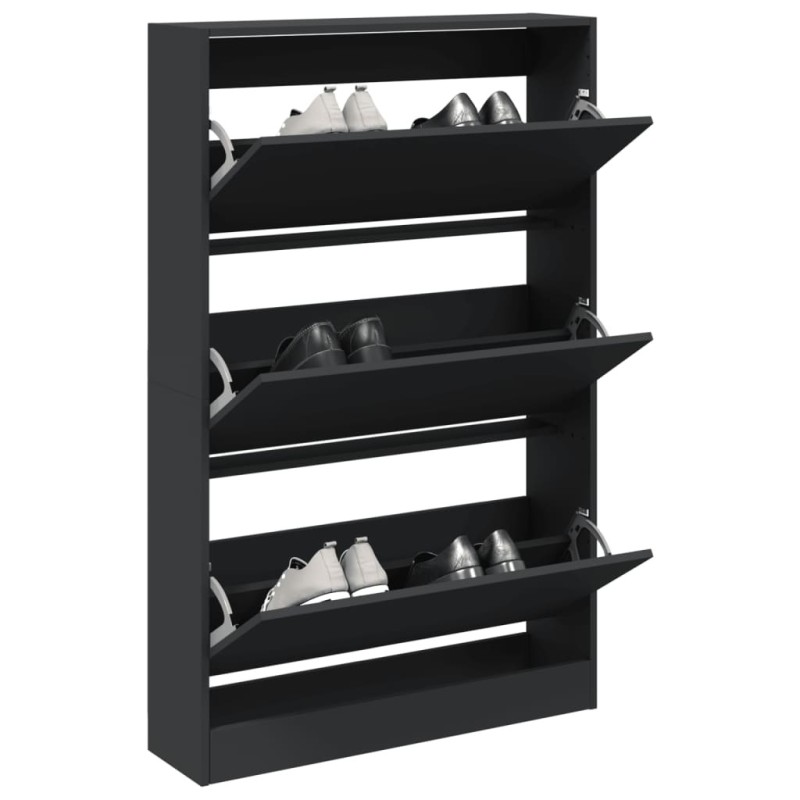 Armoire à chaussures noir 80x21x125,5 cm bois d'ingénierie Armoire à chaussures noir 80x21x125,5 cm bois d'ingénierie