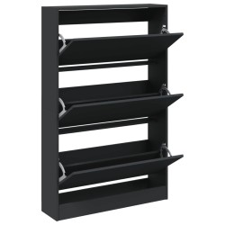 Armoire à chaussures noir 80x21x125,5 cm bois d'ingénierie 