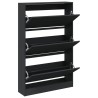 Armoire à chaussures noir 80x21x125,5 cm bois d'ingénierie 