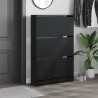 Armoire à chaussures noir 80x21x125,5 cm bois d'ingénierie 