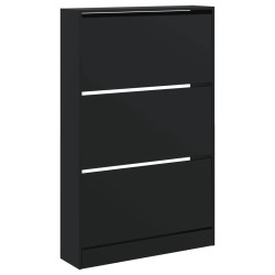 Armoire à chaussures noir 80x21x125,5 cm bois d'ingénierie 