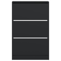 Armoire à chaussures noir 80x21x125,5 cm bois d'ingénierie 