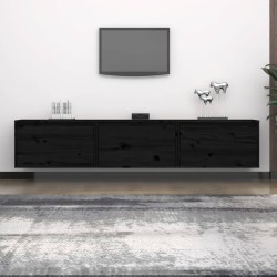 Meubles TV 3 pcs Noir Bois massif de pin 