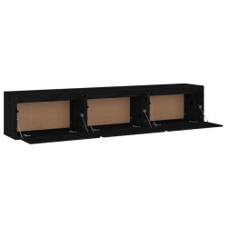 Meubles TV 3 pcs Noir Bois massif de pin 