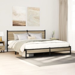 Cadre de lit en métal sans matelas chêne sonoma 183x213 cm 