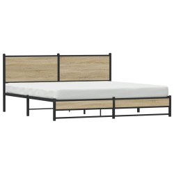Cadre de lit en métal sans matelas chêne sonoma 183x213 cm 