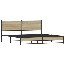 Cadre de lit en métal sans matelas chêne sonoma 183x213 cm 